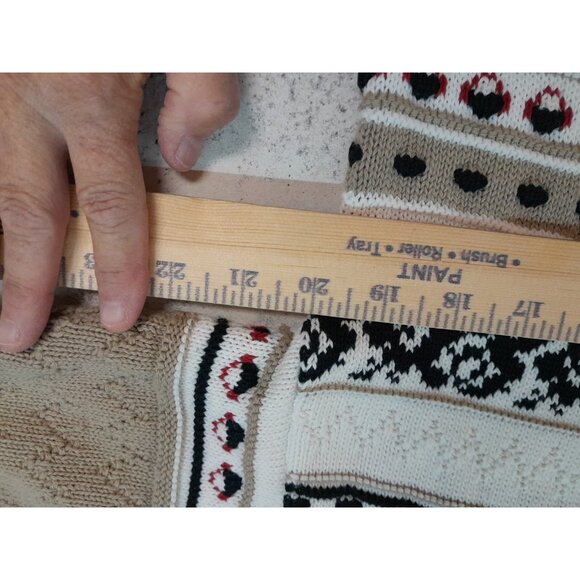 Vintage Womens Grandpa Sweater Sz Small Knit Polo 3D Beige Fair Isle Stripe - Picture 6 of 6